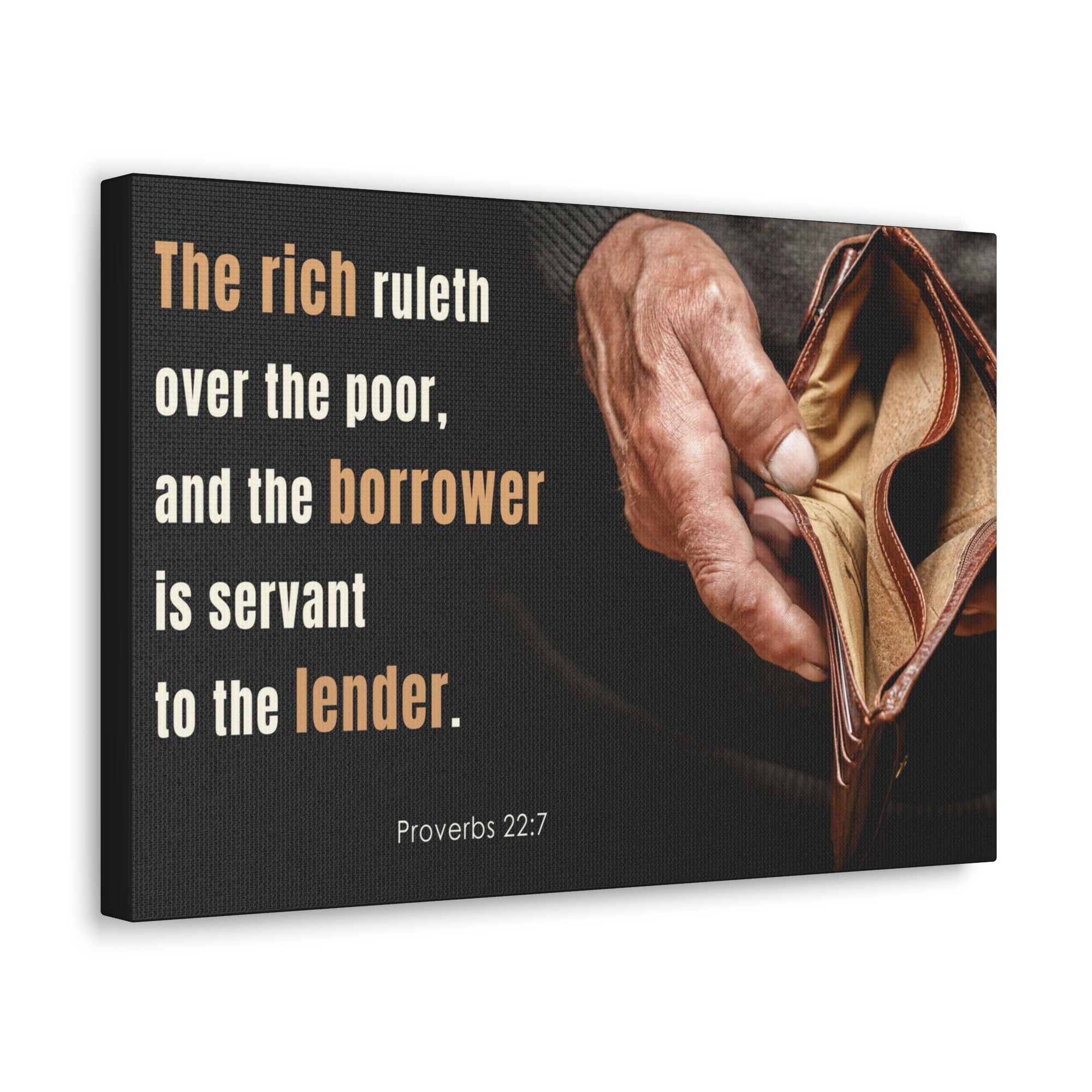 Scripture Walls To The Lender Proverbs 22:7 Bible Verse Canvas Christian Wall Art Ready to Hang-Express Your Love Gifts