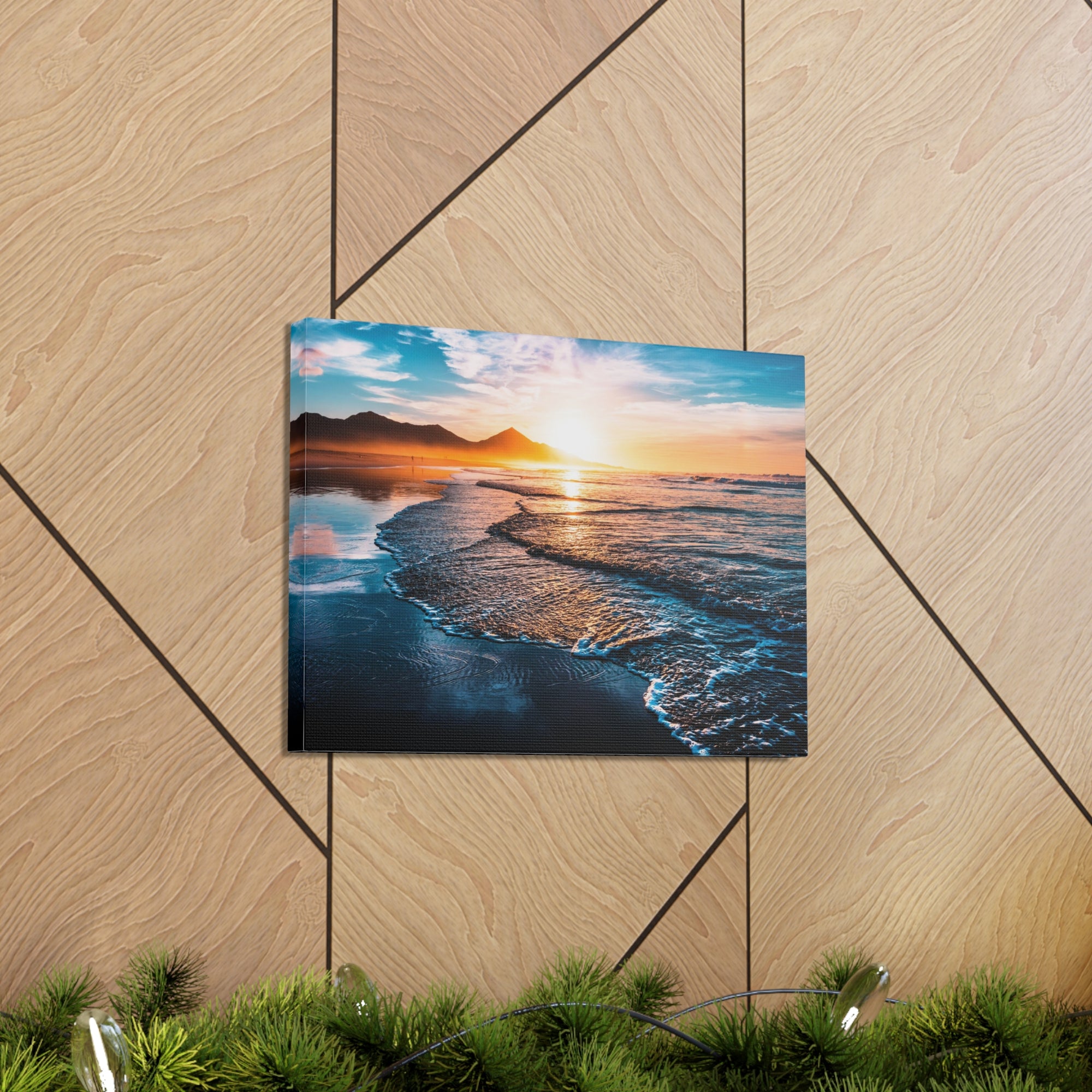 Beach Sunset Endless Horizon Ocean Canvas Wall Art for Home Decor Ready-to-Hang-Express Your Love Gifts