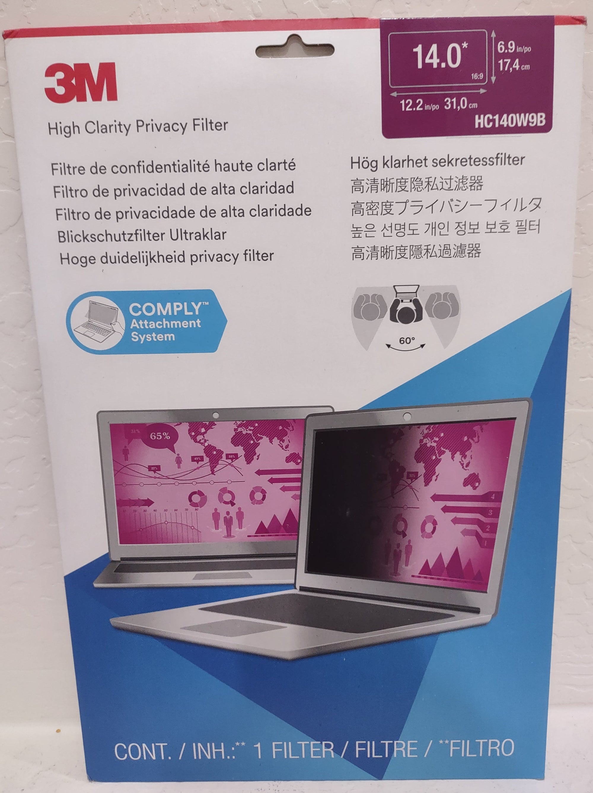 3M Privacy Filter 14" Laptop Blackout Screen Protector HC140W9B Single Pack-Express Your Love Gifts