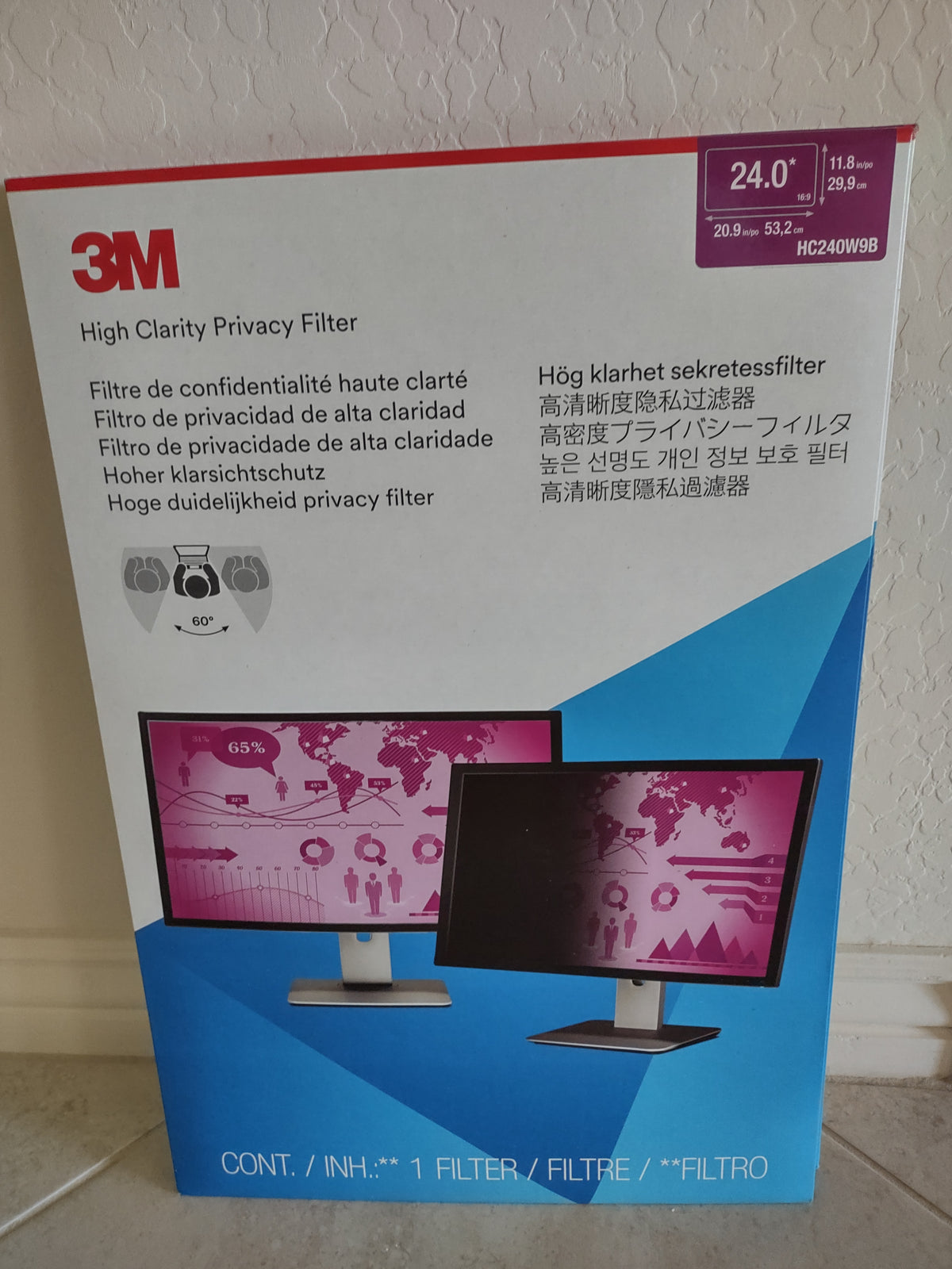 3M High Clarity Privacy Filter for 24.0&quot; Widescreen Monitor (HC240W9B)-Express Your Love Gifts