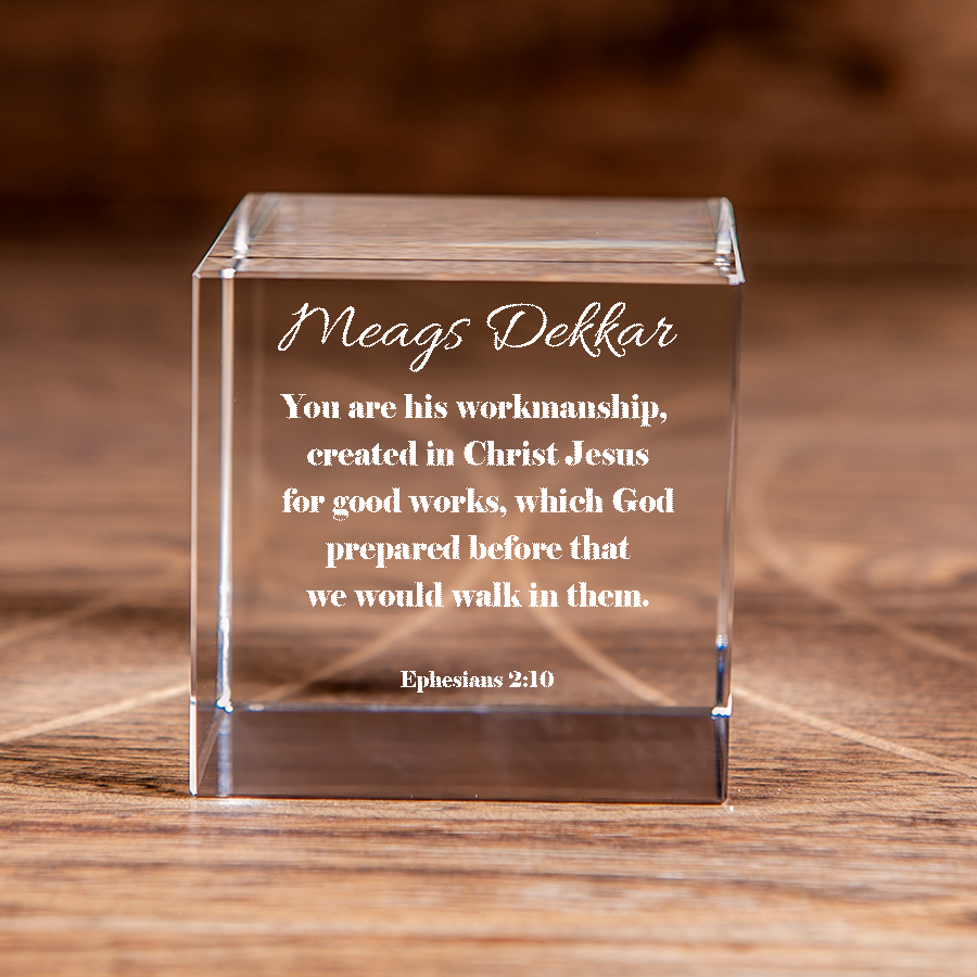 Personalized Bible Name & Verse Engraved Crystal Cube-Express Your Love Gifts