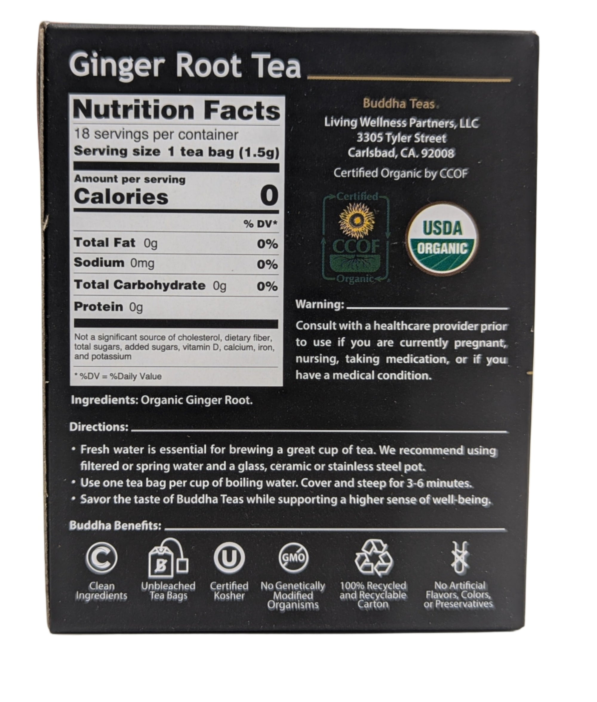 Buddha Teas Organic Ginger Root Tea, 18 Count, Caffeine-Free, Bleach-Free-Express Your Love Gifts