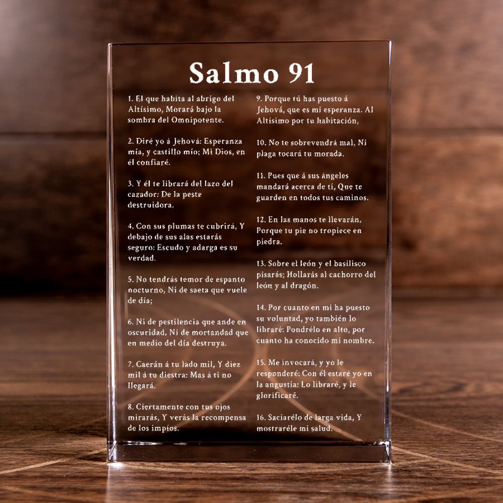 Salmo 91 Psalm 91 Spanish Portrait Cut Wedge Crystal