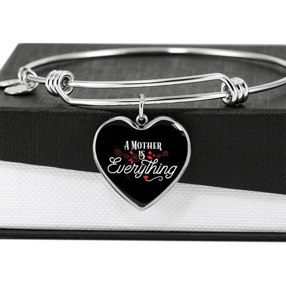 A Mother Is Everything Stainless Steel or 18k Gold Heart Bracelet Bangle - Express Your Love Gifts