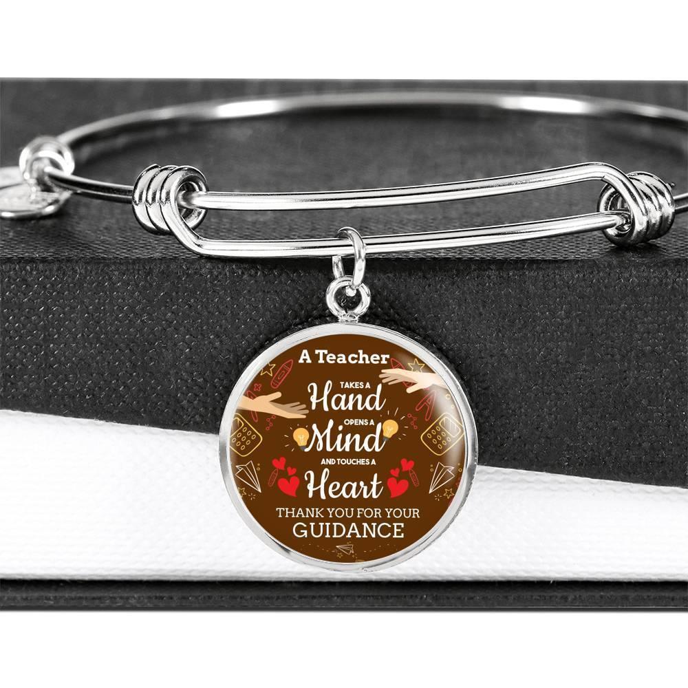 A Teacher Takes A Hand Bracelet Stainless Steel or 18k Gold" Circle Bracelet Bangle - Express Your Love Gifts