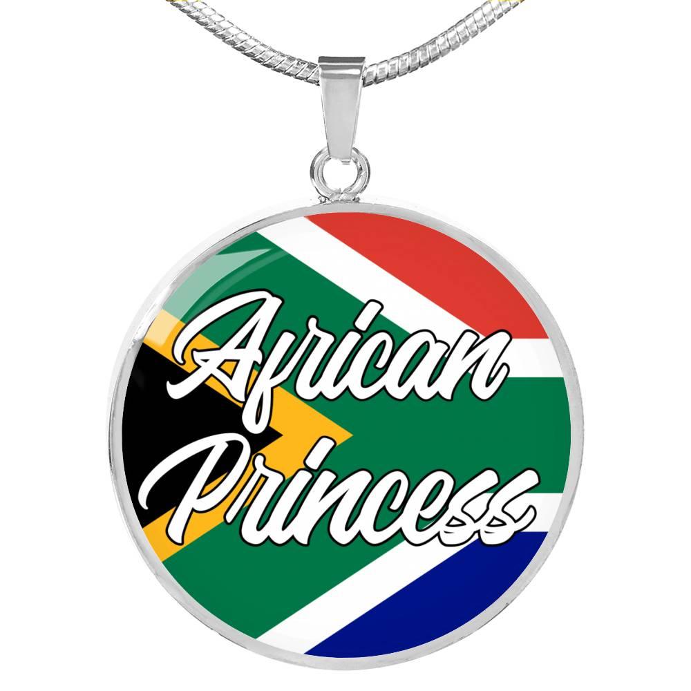 African Princess Circle Pendant Necklace Stainless Steel or 18k Gold 18-22" - Express Your Love Gifts