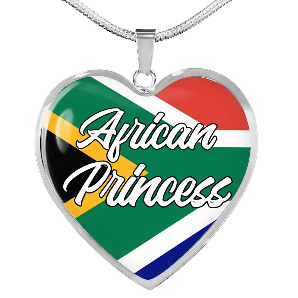 African Princess Necklace Stainless Steel or 18k Gold Heart Pendant 18-22'' - Express Your Love Gifts