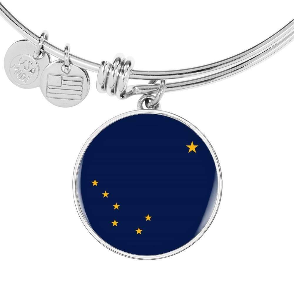 Alaska State Flag Bracelet Alaska Circle Bangle Stainless Steel or 18k Gold" - Express Your Love Gifts