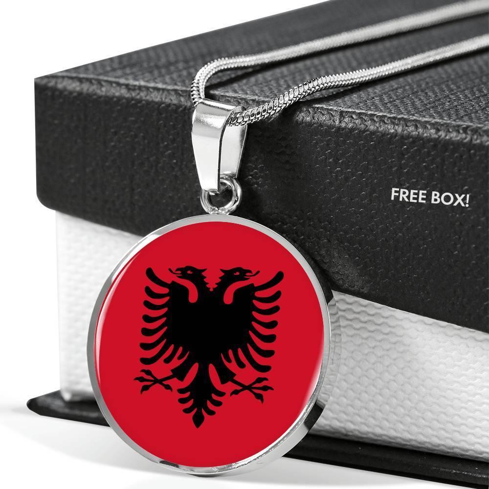 Albania Flag Necklace Albania Flag Stainless Steel or 18k Gold 18-22" - Express Your Love Gifts