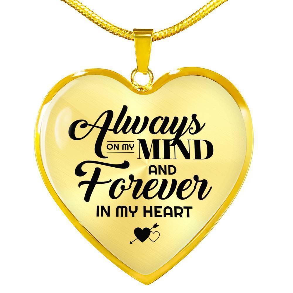 Always On My Mind Heart Pendant Necklace Stainless Steel or 18k Gold 18-22"-Express Your Love Gifts