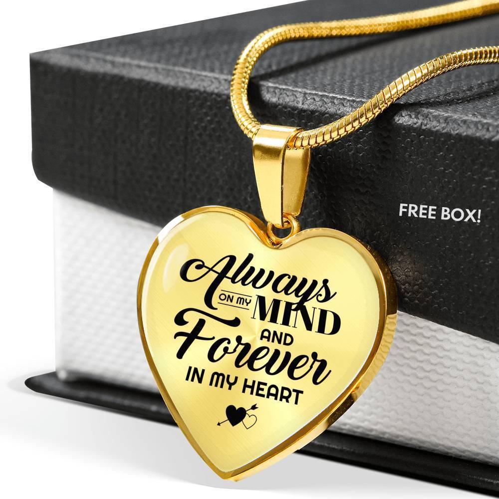 Always On My Mind Heart Pendant Necklace Stainless Steel or 18k Gold 18-22"-Express Your Love Gifts