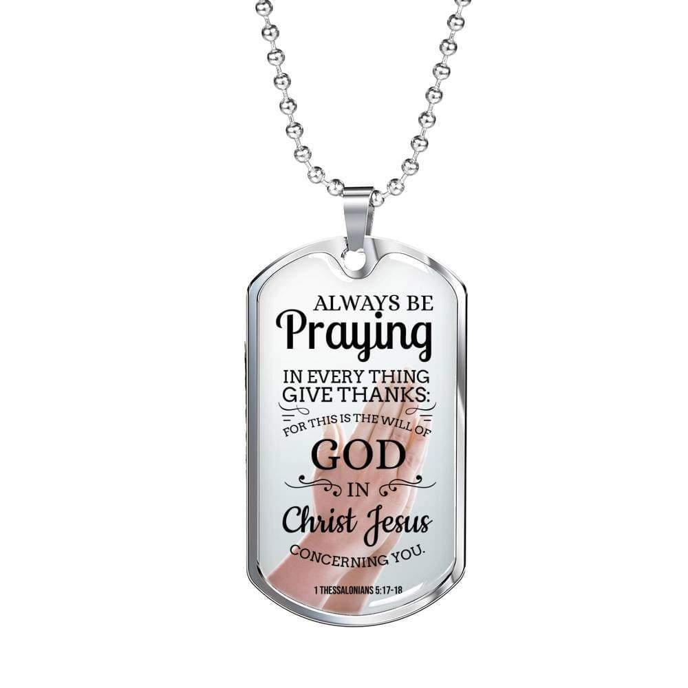 Always Praying Bible Necklace Stainless Steel or 18k Gold Dog Tag 24" Chain-Express Your Love Gifts