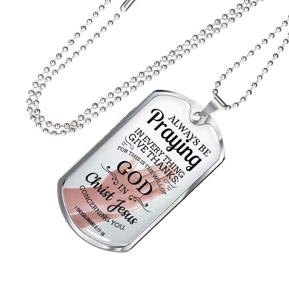 Always Praying Bible Necklace Stainless Steel or 18k Gold Dog Tag 24" Chain-Express Your Love Gifts