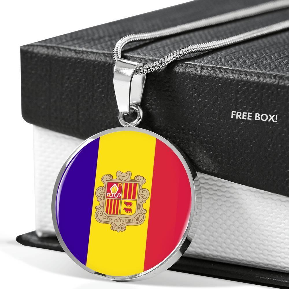 Andorra Flag Necklace Andorra Flag Stainless Steel or 18k Gold 18-22" - Express Your Love Gifts