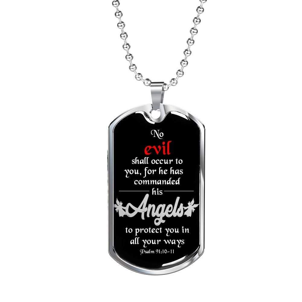 Angels Protect You Dog Tag Stainless Steel or 18k Gold 24" Chain - Express Your Love Gifts