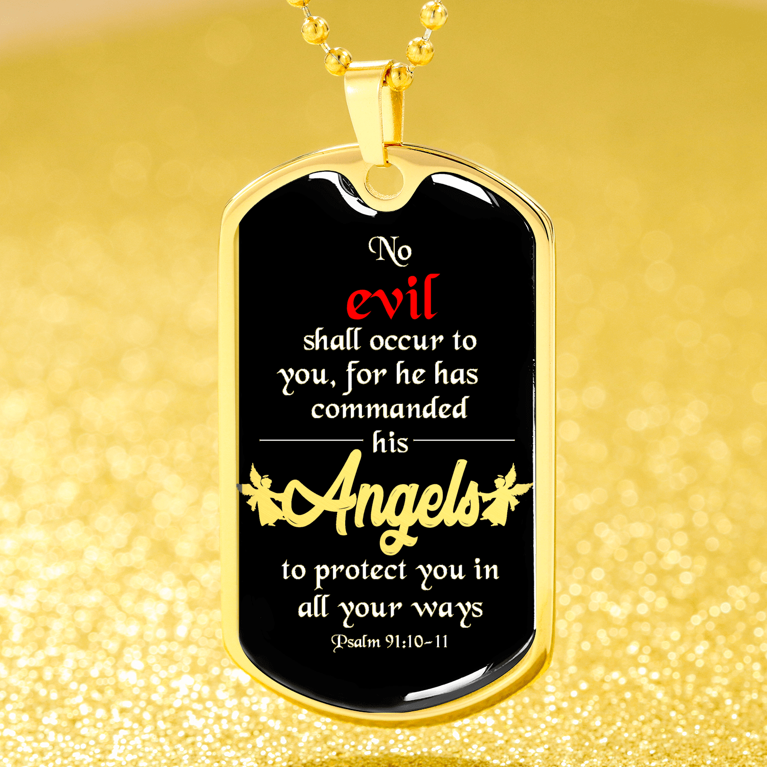 Angels Protect You Dog Tag Stainless Steel or 18k Gold 24" Chain - Express Your Love Gifts