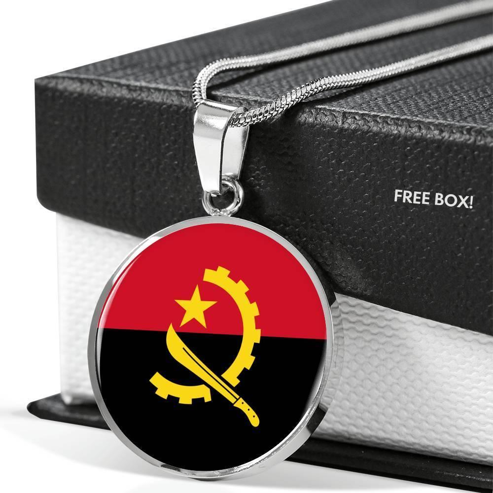 Angola Flag Necklace Angola Flag Stainless Steel or 18k Gold 18-22" - Express Your Love Gifts