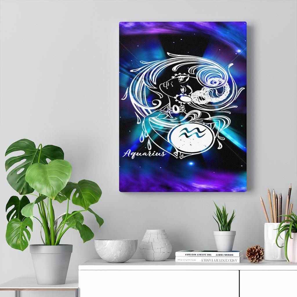 Aquarius Zodiac Horoscope Sign Constellation Canvas Print Astrology Home Decor Ready to Hang Artwork - Express Your Love Gifts