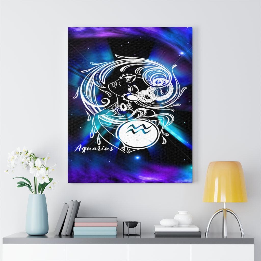 Aquarius Zodiac Horoscope Sign Constellation Canvas Print Astrology Home Decor Ready to Hang Artwork - Express Your Love Gifts