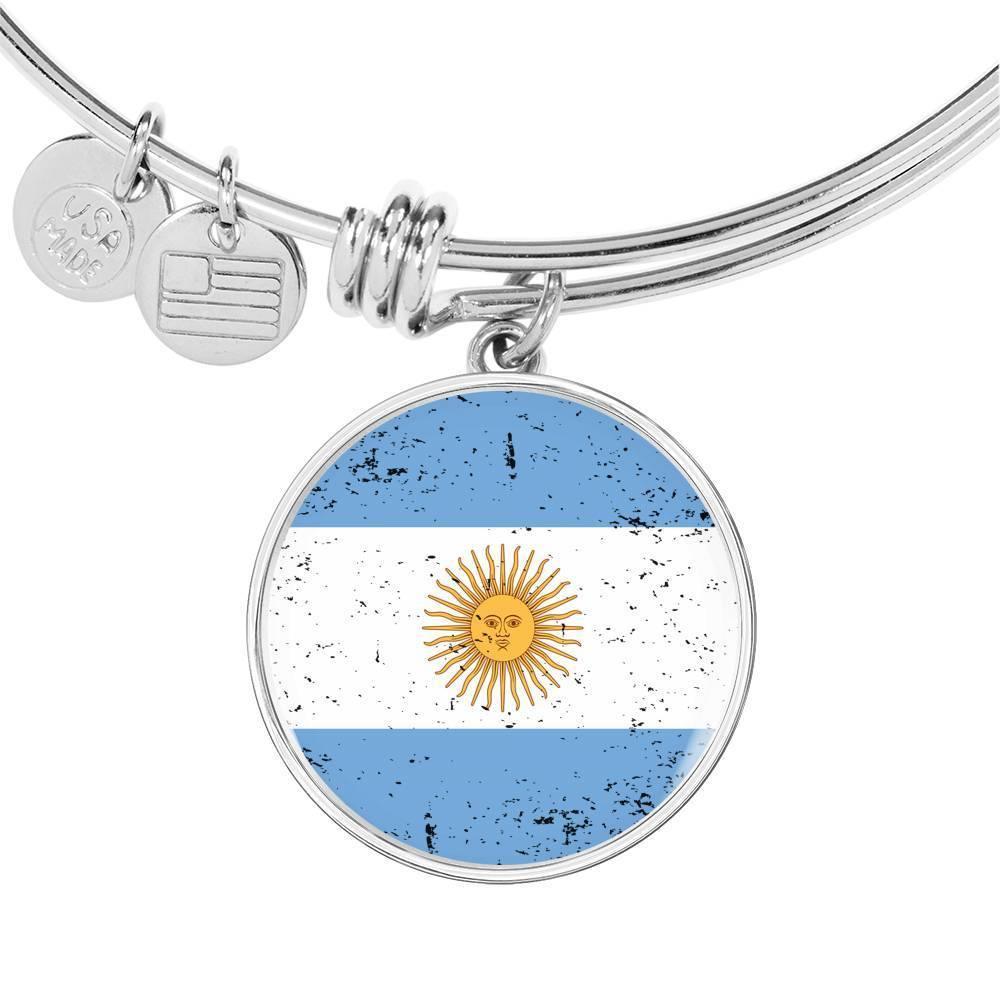 Argentina Flag Bracelet Circle Bangle Stainless Steel or 18k Gold - Express Your Love Gifts
