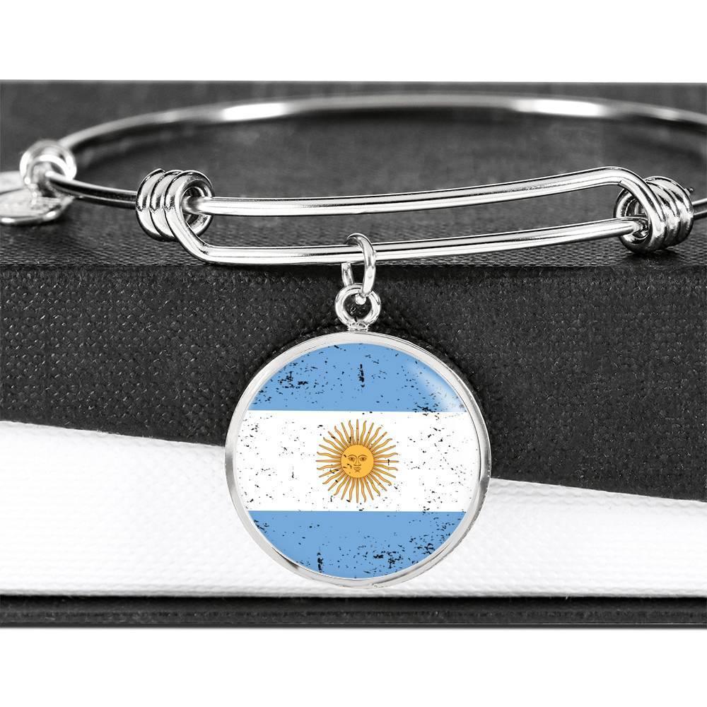 Argentina Flag Bracelet Circle Bangle Stainless Steel or 18k Gold - Express Your Love Gifts