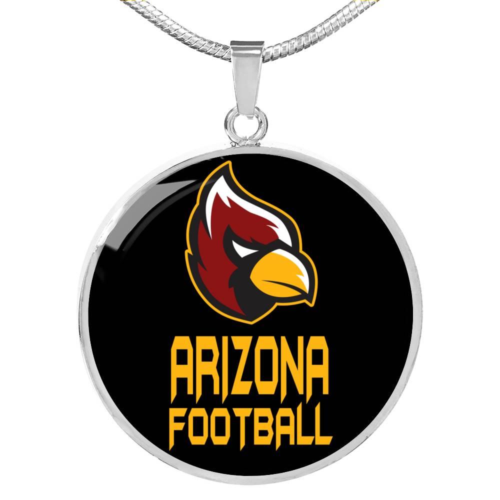 Arizona Circle Pendant Football Fan Necklace Stainless Steel or 18k Gold 18-22" - Express Your Love Gifts