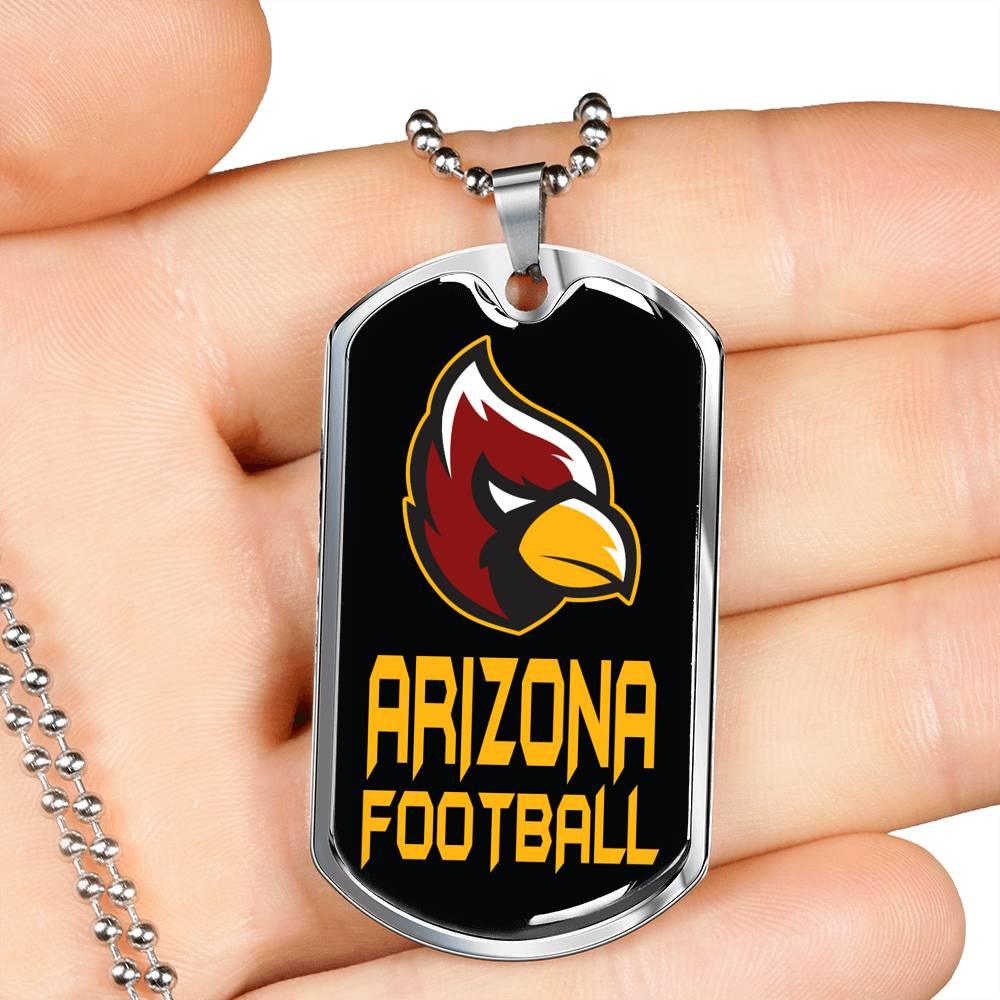 Arizona Fan Dog Tag Stainless Steel or 18k Gold 24" Chain - Express Your Love Gifts