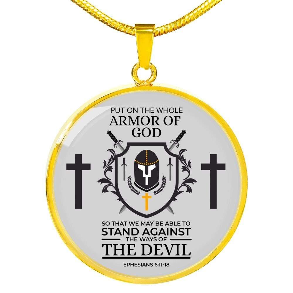 Armor Of God Ephesians 6:1118 Circle Necklace Stainless Steel or 18k Gold 18-22" - Express Your Love Gifts