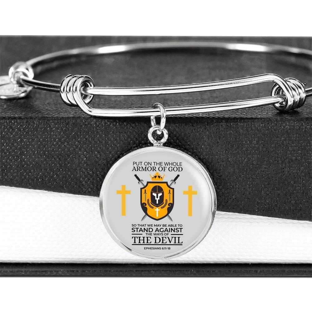 Armor Of God Ephesians 6:1118 Stainless Steel or 18k Gold Bangle Bracelet - Express Your Love Gifts