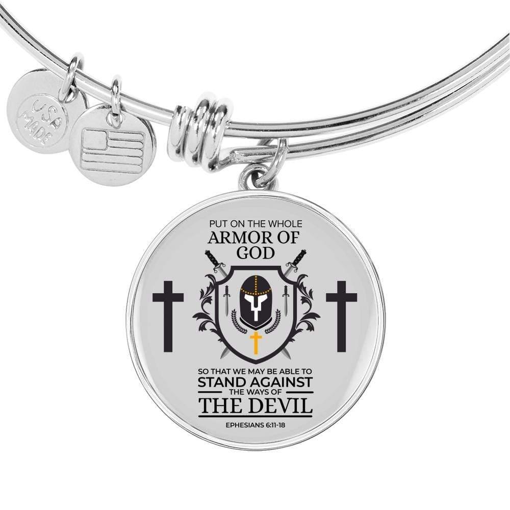 Armor Of God Ephesians 6:1118 Stainless Steel or 18k Gold Circle Bangle Bracelet - Express Your Love Gifts