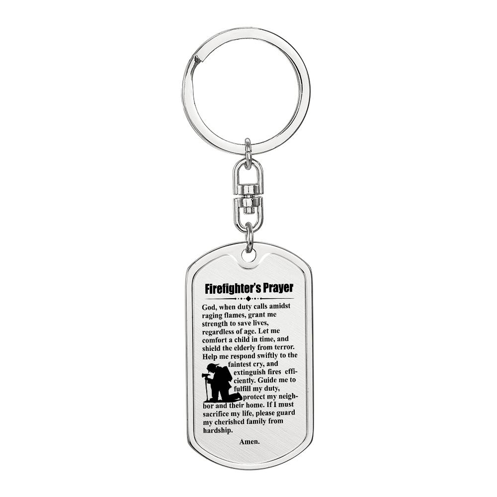 Firefighter's Prayer Bible Keychain Stainless Steel or 18k Gold Dog Tag-Express Your Love Gifts