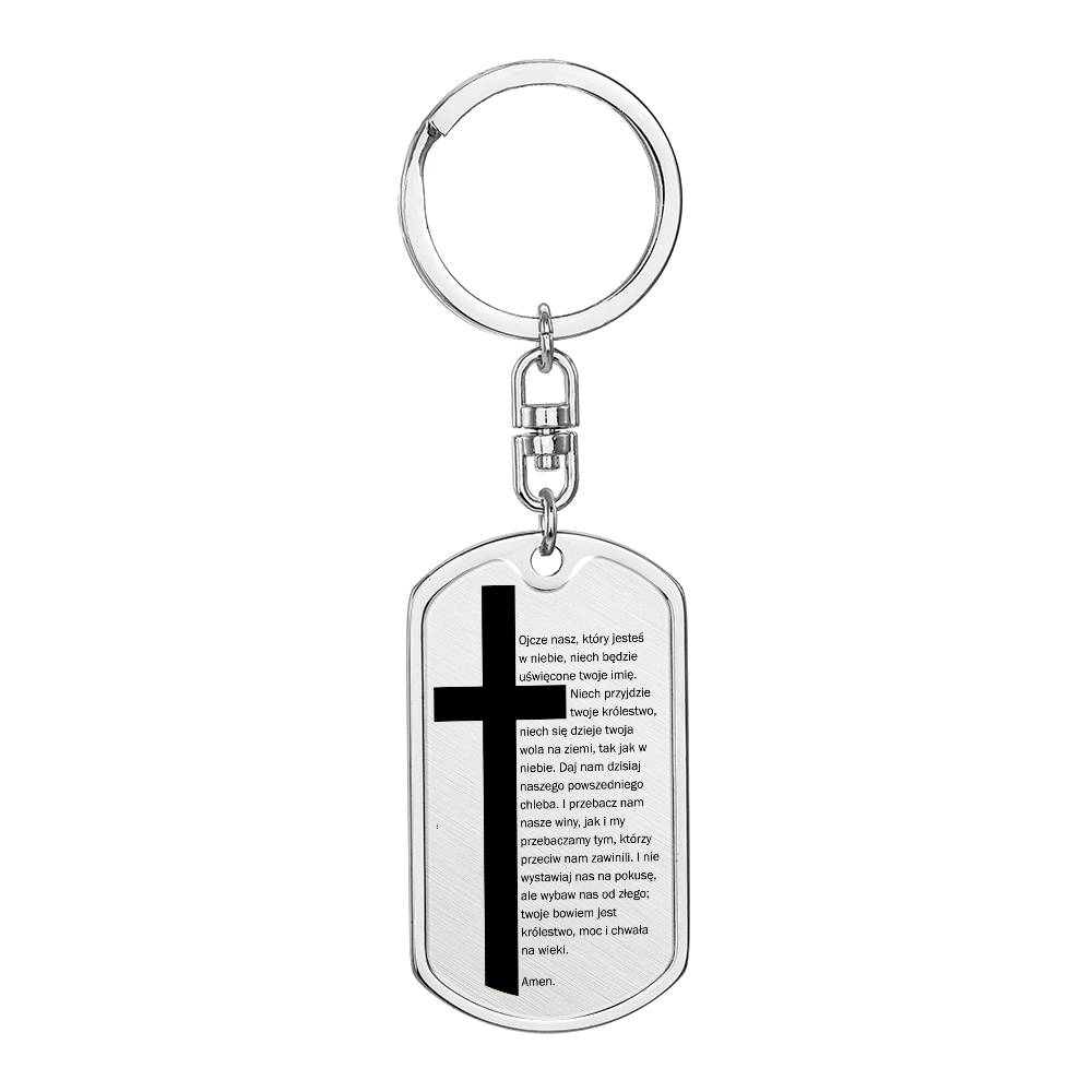 Lords Prayer Polish Ojcze Nasz Bible Keychain Stainless Steel or 18k Gold Dog Tag-Express Your Love Gifts