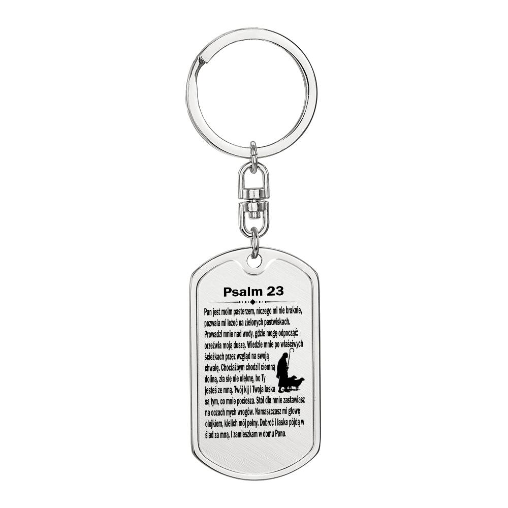 Psalm 23 Polish Psalm Dawida Bible Keychain Stainless Steel or 18k Gold Dog Tag-Express Your Love Gifts