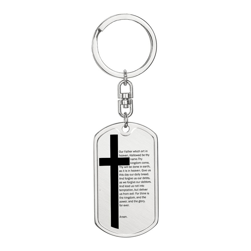 Lord's Prayer Bible Keychain Stainless Steel or 18k Gold Dog Tag-Express Your Love Gifts