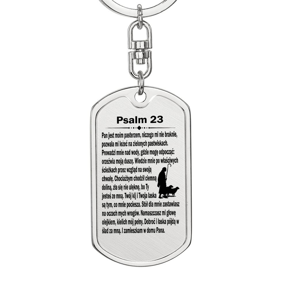 Psalm 23 Polish Psalm Dawida Bible Keychain Stainless Steel or 18k Gold Dog Tag-Express Your Love Gifts