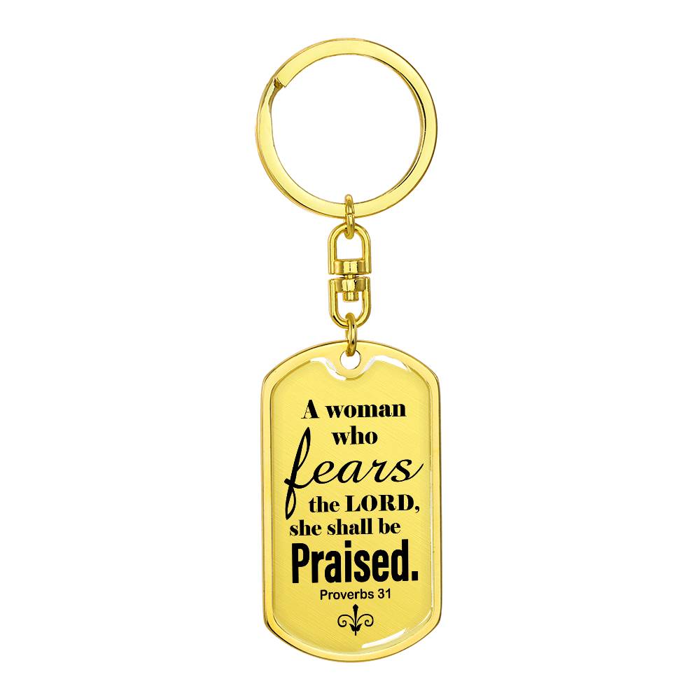 Proverbs 31 Woman of God Swivel Keychain Stainless Steel or 18k Gold Dog Tag-Express Your Love Gifts