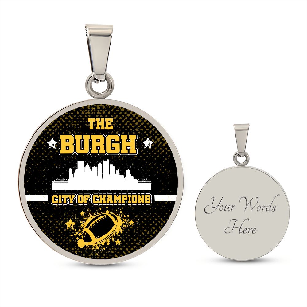 Burgh City of Champions Circle Necklace Stainless Steel or 18k Gold 18-22"-Express Your Love Gifts