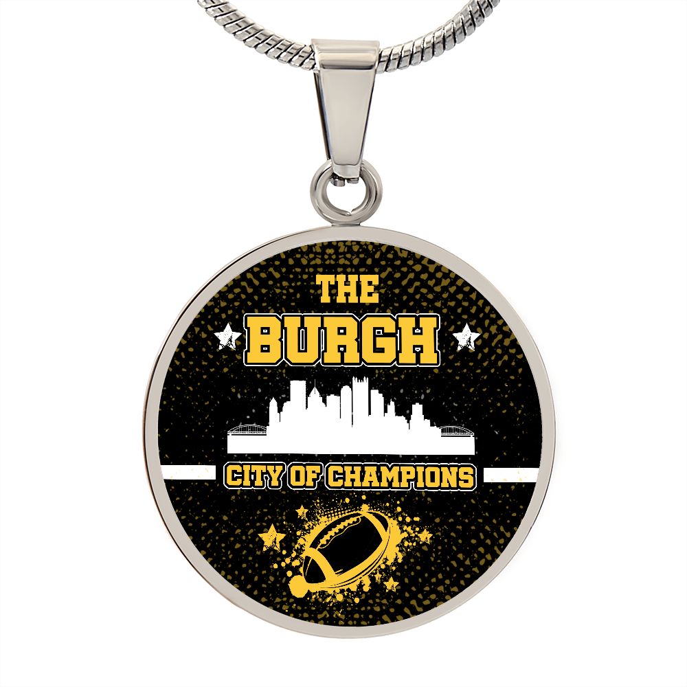 Burgh City of Champions Circle Necklace Stainless Steel or 18k Gold 18-22"-Express Your Love Gifts