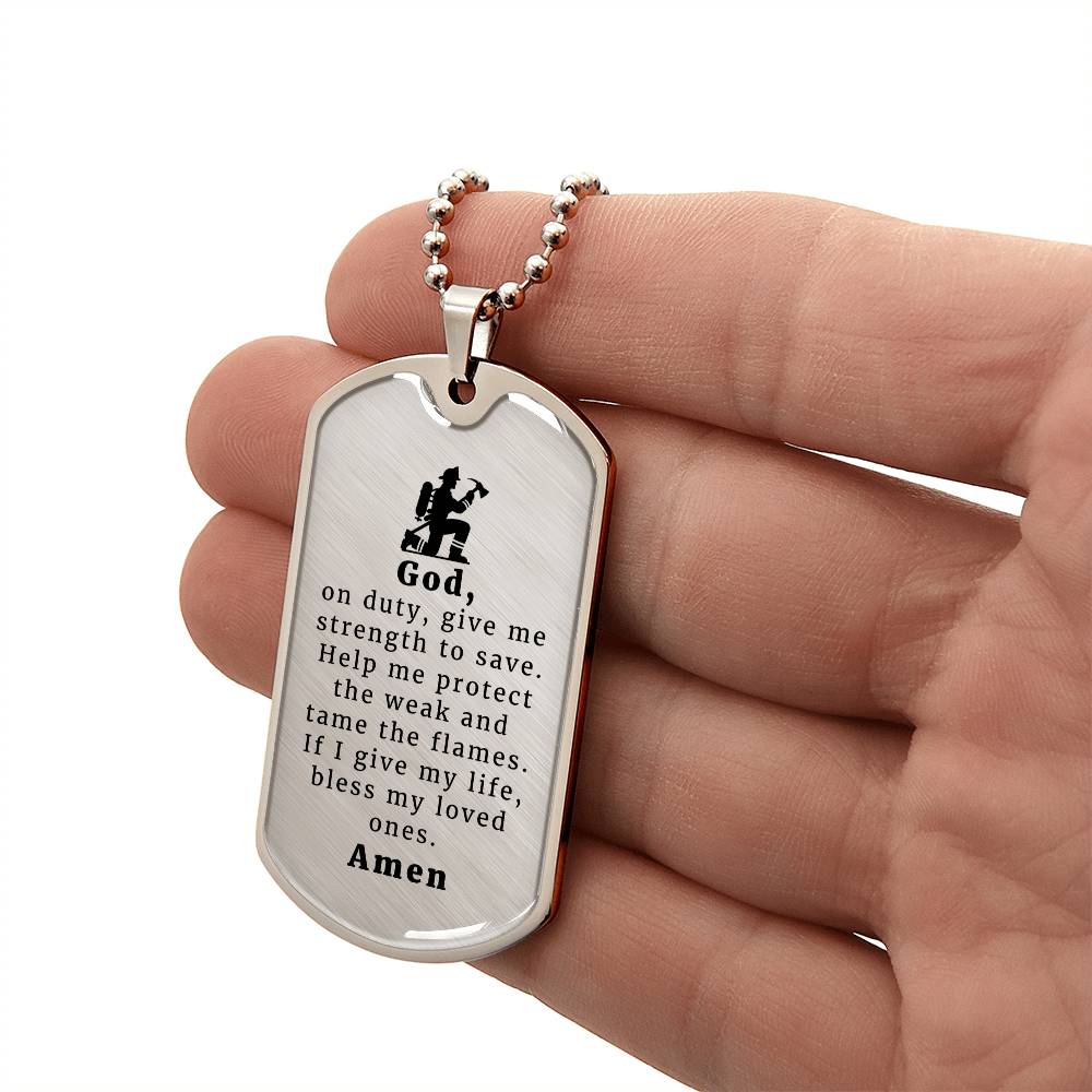 Firefighter 's Prayer Necklace Stainless Steel or 18k Gold Dog Tag 24" Chain-Express Your Love Gifts