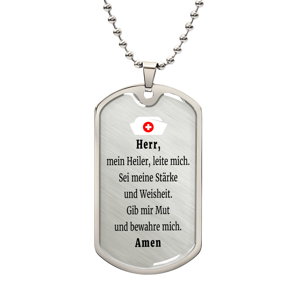 Krankenschwester Krankenpfleger Nurse Prayer Necklace Stainless Steel or 18k Gold Dog Tag 24" Chain-Express Your Love Gifts