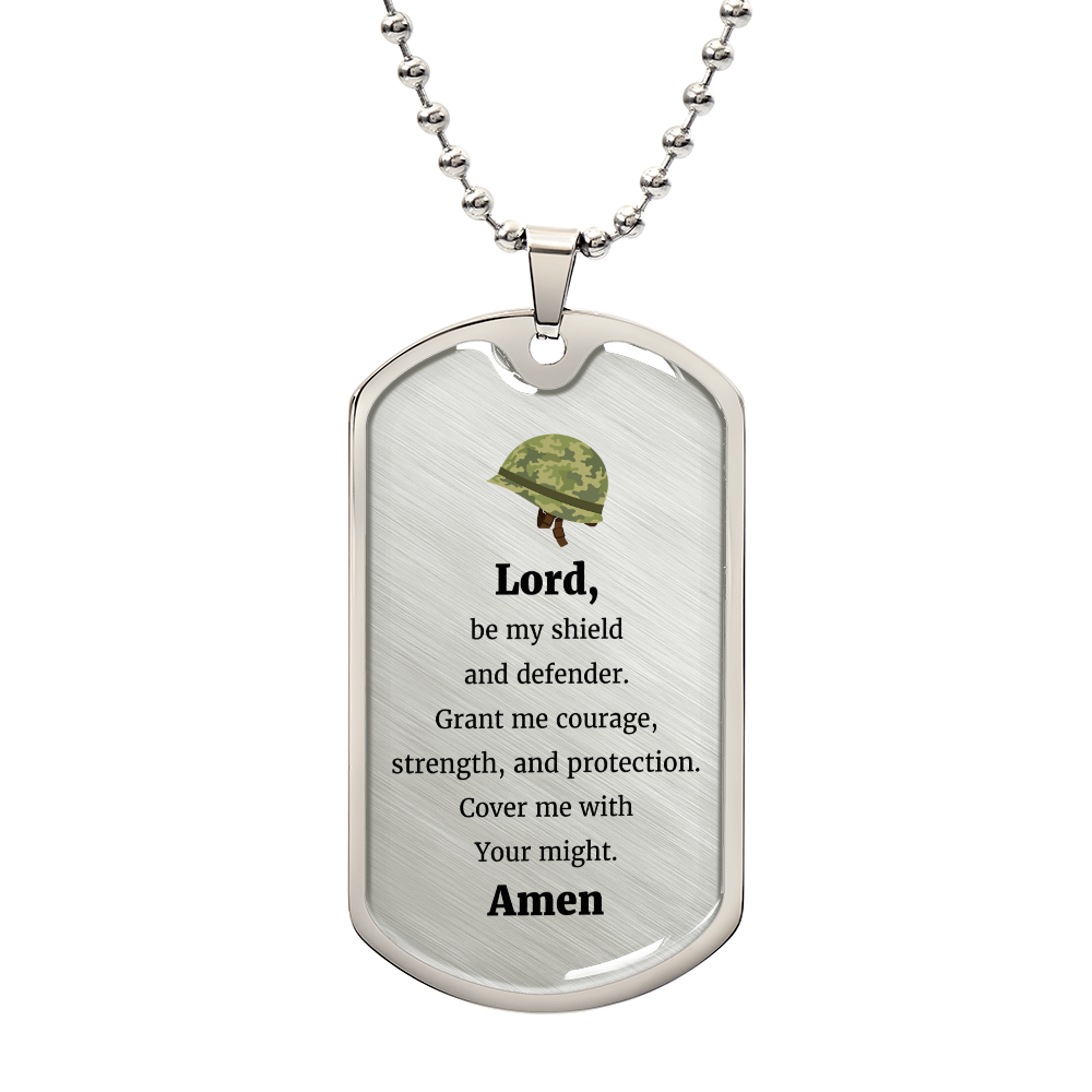 Soldier's Prayer Necklace Stainless Steel or 18k Gold Dog Tag 24" Chain-Express Your Love Gifts