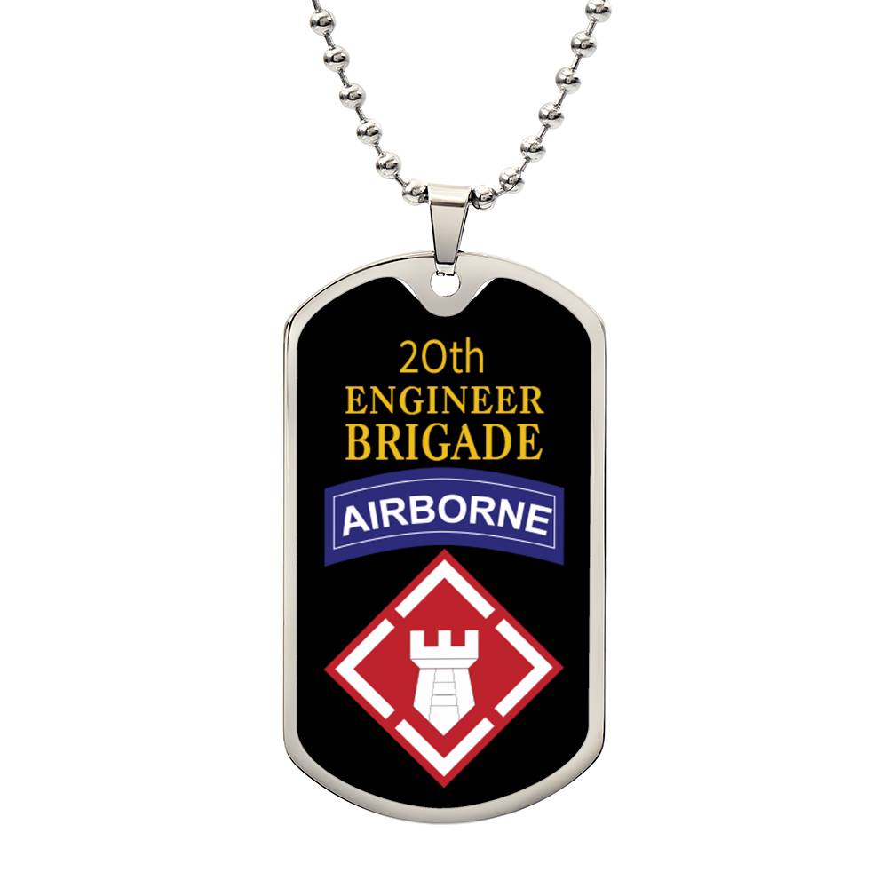 20th Engineer Brigade Necklace Dog Tag Stainless Steel or 18k Gold 24" Chain-Express Your Love Gifts