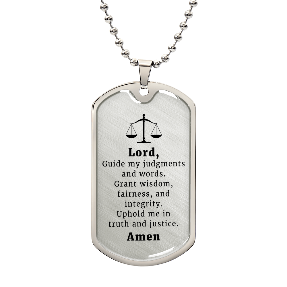 Judge and Lawyer's Prayer Necklace Stainless Steel or 18k Gold Dog Tag 24" Chain-Express Your Love Gifts