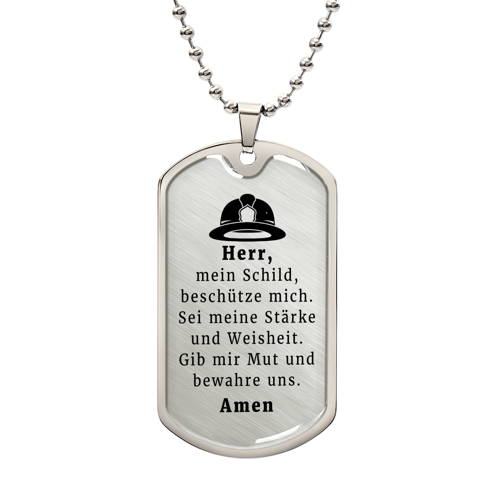 Feuerwehrmann German Firefighter Prayer Necklace Stainless Steel or 18k Gold Dog Tag 24" Chain-Express Your Love Gifts