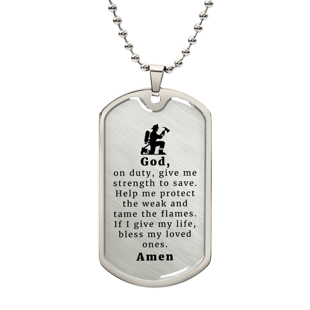 Firefighter 's Prayer Necklace Stainless Steel or 18k Gold Dog Tag 24" Chain-Express Your Love Gifts