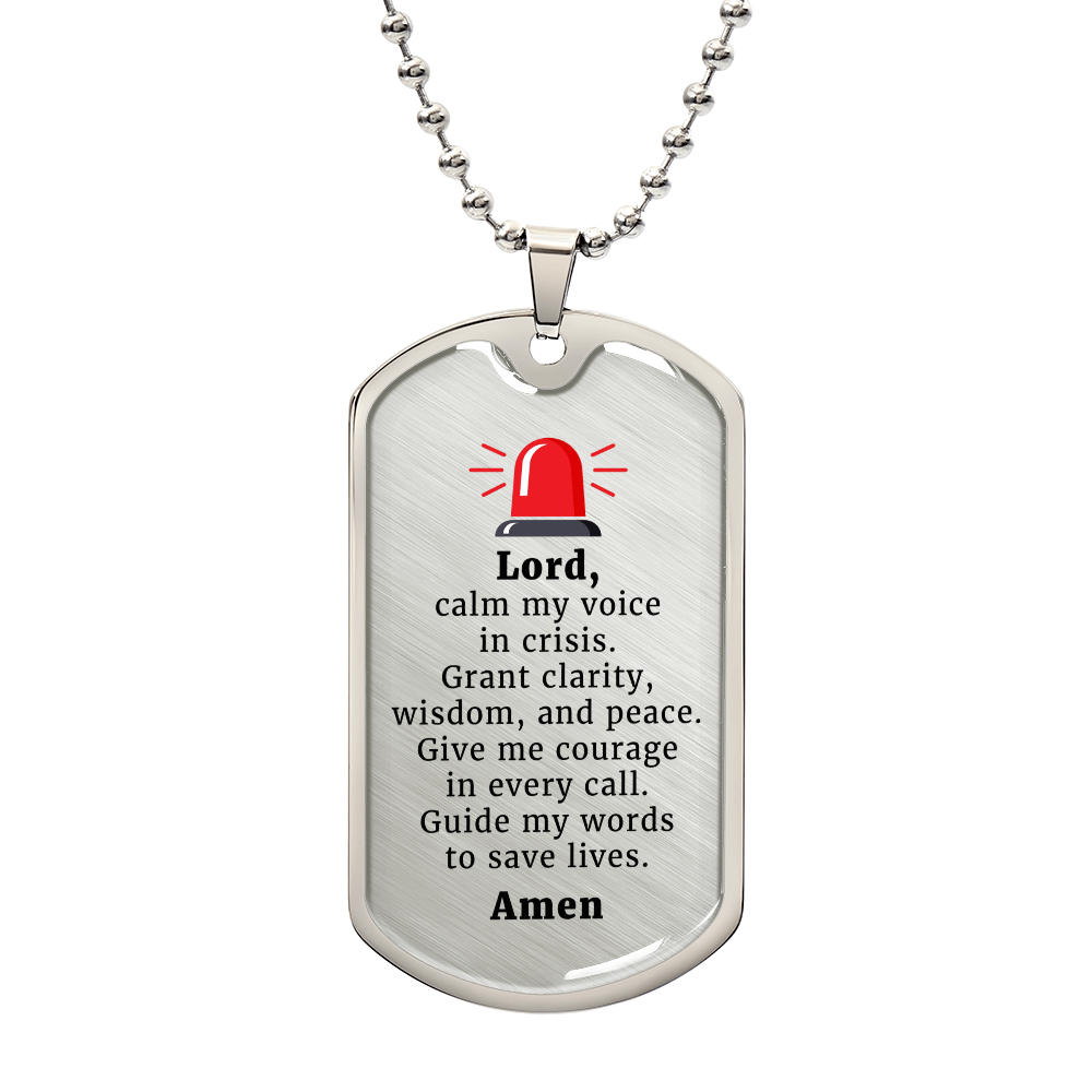 Dispatcher's Prayer Necklace Stainless Steel or 18k Gold Dog Tag 24" Chain-Express Your Love Gifts