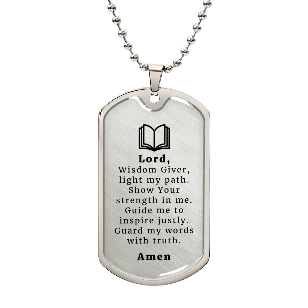 Teacher's Prayer Necklace Stainless Steel or 18k Gold Dog Tag 24" Chain-Express Your Love Gifts