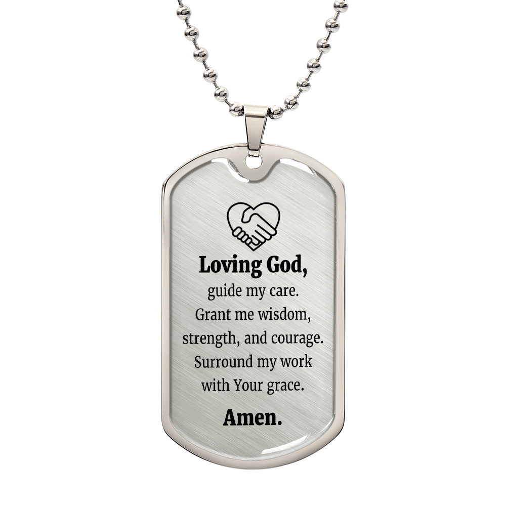 Social Worker's Prayer Necklace Stainless Steel or 18k Gold Dog Tag 24" Chain-Express Your Love Gifts