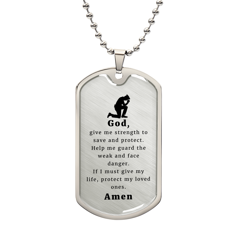 Police Officer's Prayer Necklace Stainless Steel or 18k Gold Dog Tag 24" Chain-Express Your Love Gifts