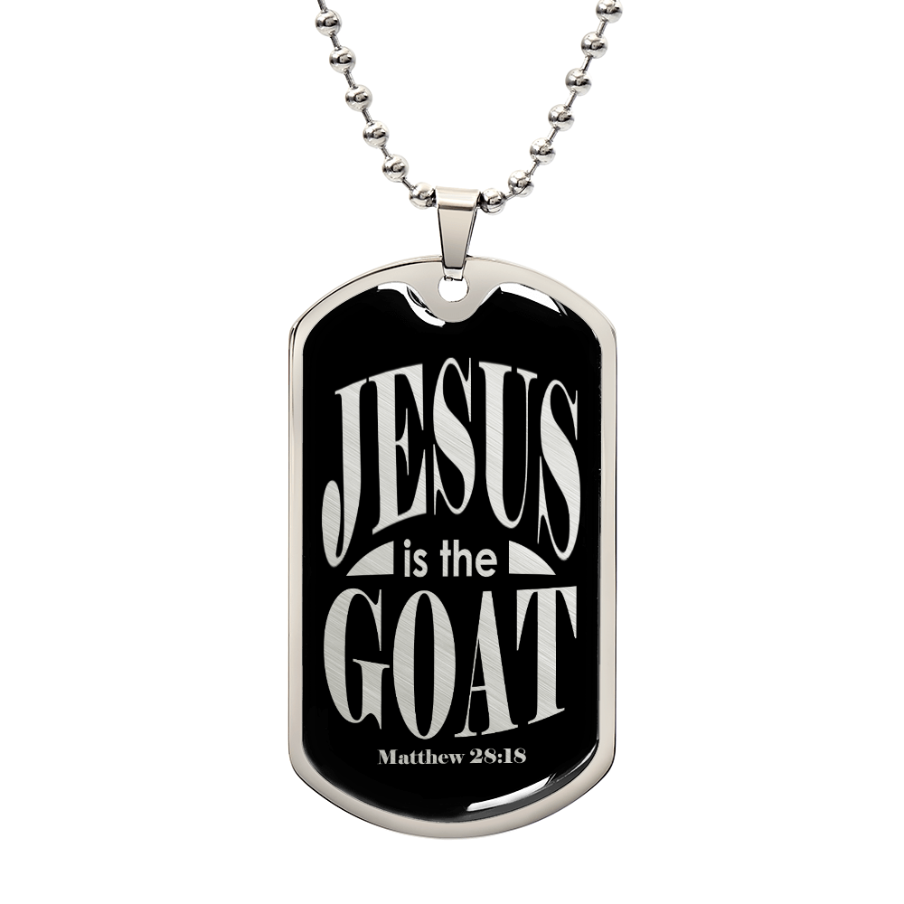 Jesus is the GOAT Matthew 28:18 Necklace Dog Tag Stainless Steel or 18k Gold w 24-Express Your Love Gifts